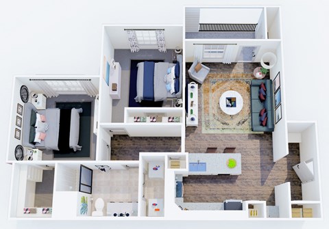 Floor plan for 2 beds, 1 bath, 1000 sqft